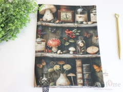 Подвързия за книга, десен Гъби и книги