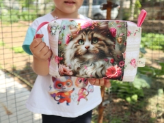 Несесер с удобна дръжка, десен с котка